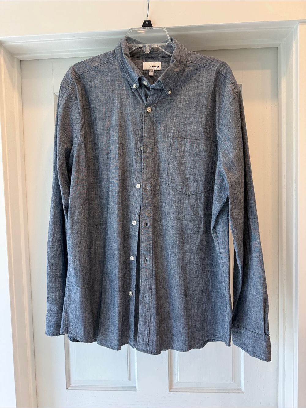 Sonoma Blue Heathered Long-Sleeve Button-Down Shirt